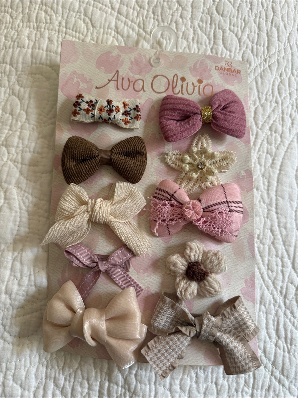 ✅Kids Bow Hair Clip Set - Pink, Brown, Cream